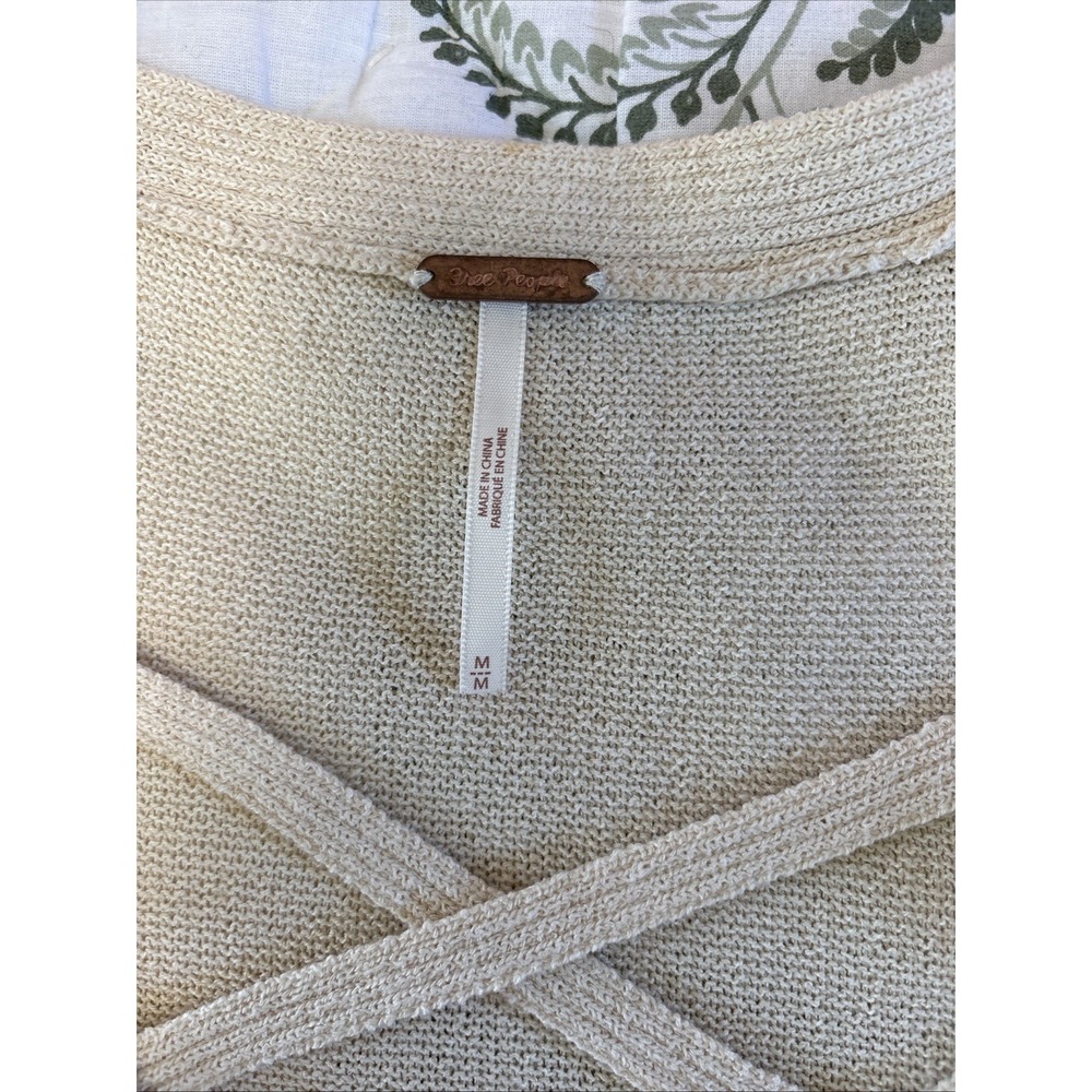 Free People Medium Ivory Criss Cross Long Sleeve Pullover Sweater Tunic - Picture 5 of 7